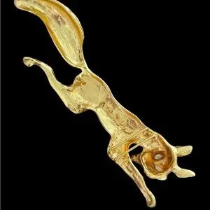 Christopher Ross 1989 Gold plated belt buckle Christopher Ross Belt Buckle 24K Gold Plated Glass Eyes Fox  main image 4
